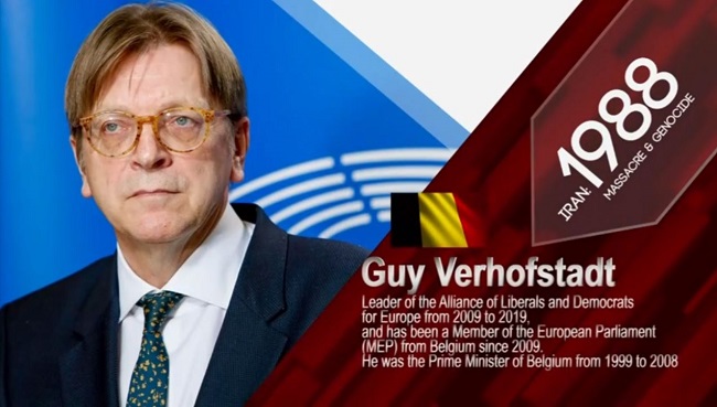 Guy Verhofstadt, Prime Minister of Belgium (1999 to 2008), Leader of the Alliance of Liberals and Democrats for Europe from 2009 to 2019, addressed at the International Conference on the 1988 Massacre, attended by 1,000 Former Political Prisoners — 27 August 2021.
