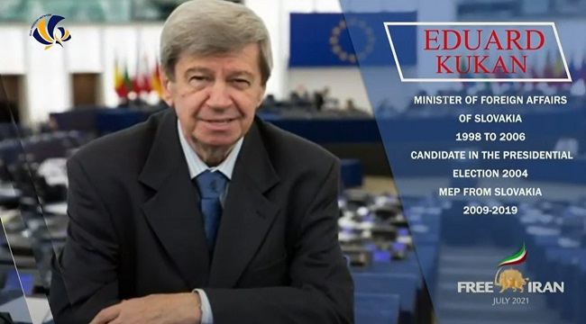 Eduard Kukan, Foreign Minister of Slovakia (1998-2006), MEP (2009-2019), addressed at the 2nd Day of The Free Iran World Summit on July 12, 2021.