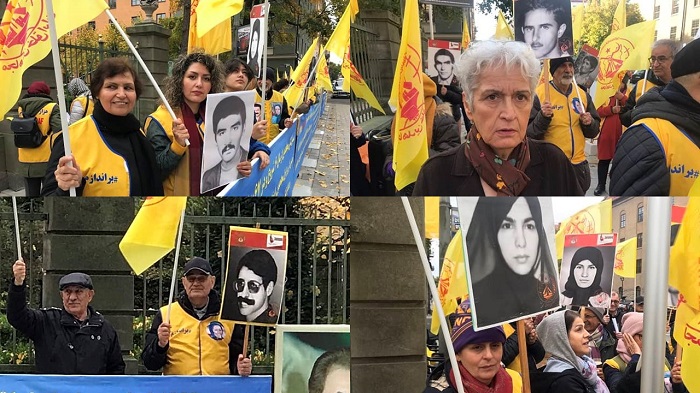 Stockholm, October 7, 2021- Iranians, supporters of the MEK gathered in front of the court of the executioner Hamid Noury.