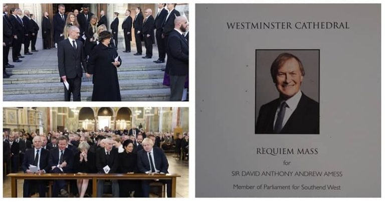 The funeral of Sir David Amess, the late Chair of the British Parliamentary Committee for Iran Freedom(BCFIF), took place on Tuesday, November 23, 2021, in the presence of the United Kingdom’s Prime Minister Boris Johnson along with the Home Secretary, Parliament Speaker, and Sir Amess family.