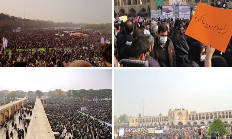 Friday, November 12, 2021 — The farmers of Isfahan province held the twelfth consecutive day of strikes and protests on Friday, gathering at the dried basin of Zayandeh Rud river.
