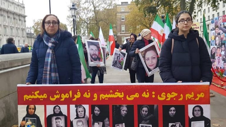 London, November 15, 2021: Freedom-loving Iranians, supporters of the People's Mojahedin Organization of Iran (PMOI/MEK) staged a rally commemorating the 2nd Anniversary of November 2019 Uprising in Iran and more than 1500 martyrs of the uprising.