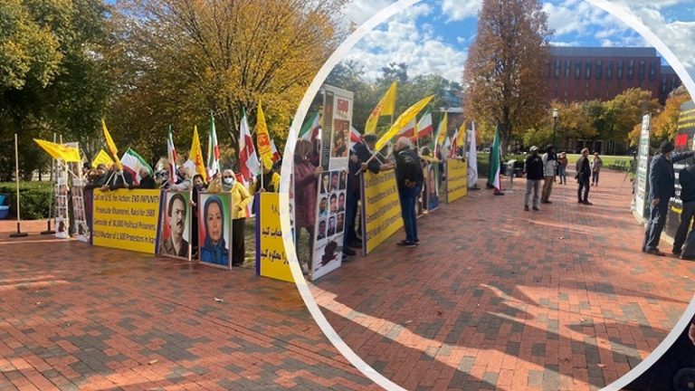 November 13, 2021 — DC area Iranian-American Supporters of the MEK and NCRI have gathered across from the White House on the 2nd anniversary of the November 2019 Iran uprising. They said we stand in solidarity with Iranian people who want change.