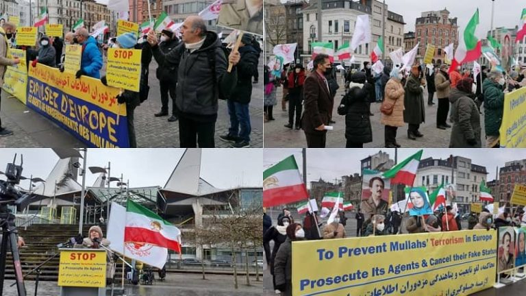 December 9, 2021—Antwerp, Belgium: Freedom-loving Iranians and supporters of the Iranian resistance(NCRI and MEK) gathered in front of the Antwerp court of appeals for the bombing case at the 2018 Iranian Resistance Grand Gathering in Antwerp, Belgium.