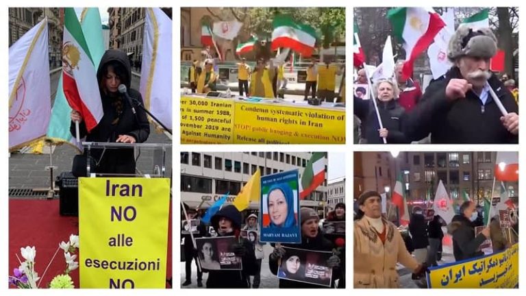 Saturday, December 11, 2021: Freedom-loving Iranians, supporters of the People's Mojahedin of Organization Iran (PMOI/MEK), rallied in Toronto, Canada, Gothenburg, Sweden, Oslo, Norway, Rome, Italy, and Sydney, Australia, on International Human Rights Day.