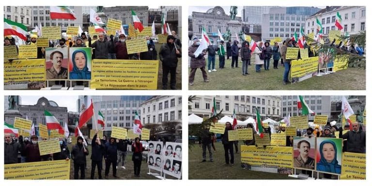 Brussels, Tuesday, December 7, 2021: At the same time as the conference in the European Parliament entitled “1988Massacre, a Crime Against Humanity and Genocide, End Impunity for Iran Regime Leaders”, freedom-loving Iranians, MEK supporters in Brussels, demonstrated in front of the European Parliament.