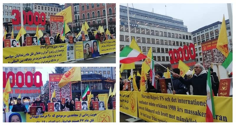 Simultaneous with the trial of the executioner Hamid Noury, freedom-loving Iranians, MEK supporters in Sweden, held a protest rally in front of the parliament—December 15, 2021