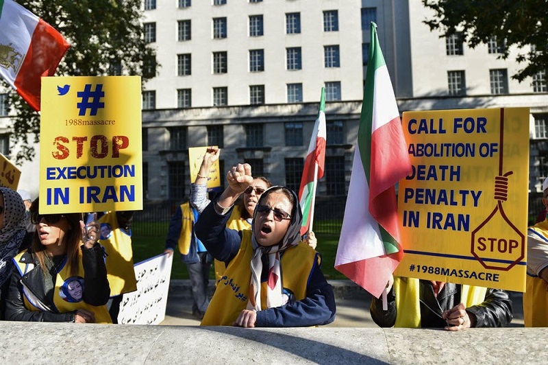 
Protest against violations of human rights in Iran by the Iranian resistance supporters in the US—file photo