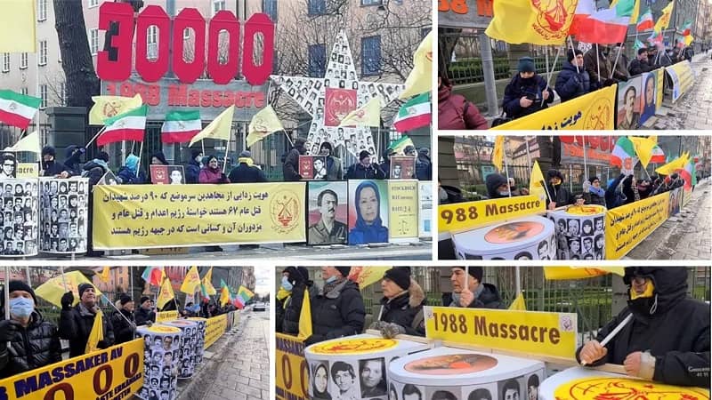 MEK Supporters Rally in Front of the Court of The Executioner Hamid Noury In Stockholm—January 24, 2022