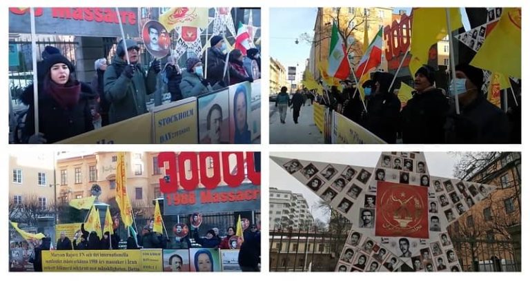 On Tuesday, January 11, 2022, at the beginning of the trial of the executioner Hamid Nouri in the New Year, freedom-loving Iranians and supporters of the Mojahedin organized a protest rally in front of the court in Stockholm in the very cold weather of Sweden.