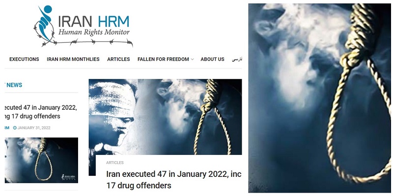 At least 47 prisoners were executed in Iranian prisons in January 2022, according to statistics obtained by Iran Human Rights Monitor.