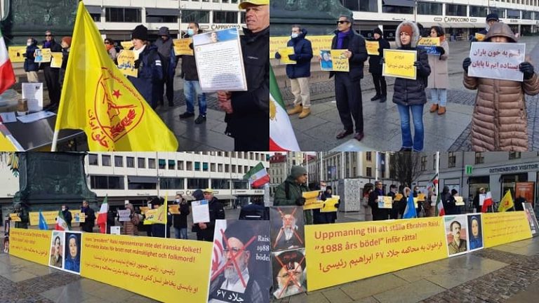 Saturday, February 5, 2022, Gothenburg, Sweden: Freedom-loving Iranians, supporters of the People's Mojahedin Organization of Iran (PMOI/MEK), held a rally. Supporters of the Mojahedin -e- Khalgh (MEK) gathered in support of the seeking justice movement for the 1988 massacre martyrs.