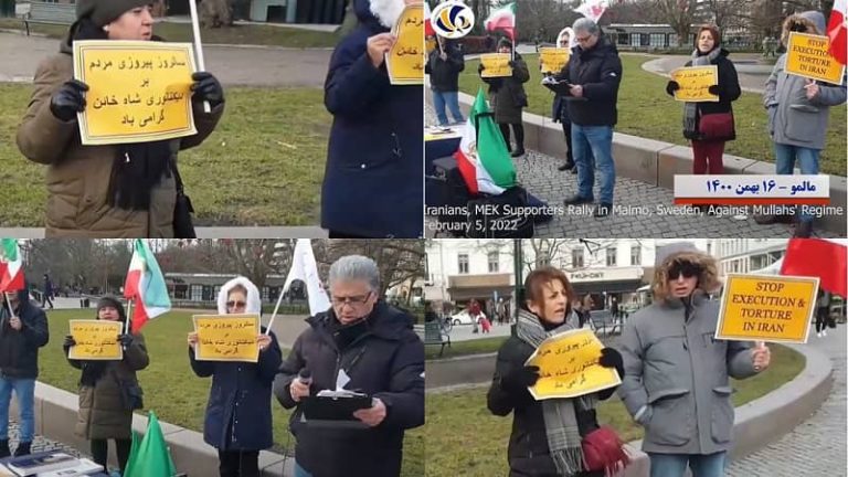 Saturday, February 5, 2022, Malmö, Sweden: Freedom-loving Iranians, supporters of the People's Mojahedin Organization of Iran (PMOI/MEK), held a rally against mullahs' regime.