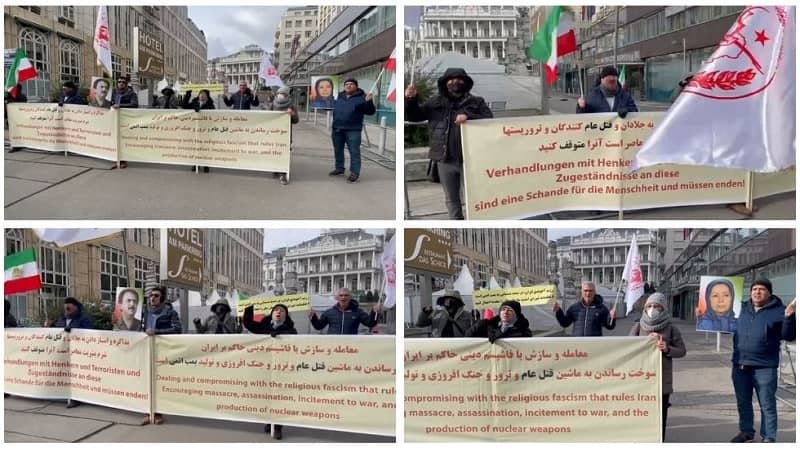 February 1, 2022—Vienna, Austria: Freedom-loving Iranians, supporters of the People’s Mojahedin Organization of Iran (PMOI/MEK) took a rally against the Iranian regime’s nuclear extortion.