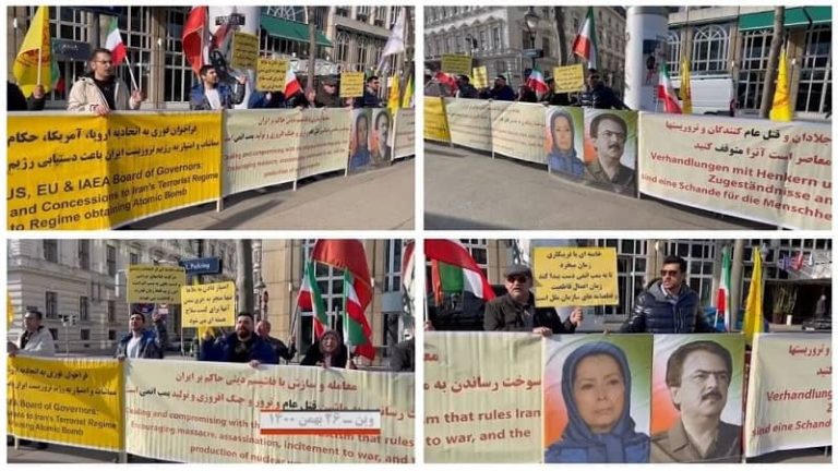 February 15, 2022 - Vienna Rally: Freedom-loving Iranians and MEK supporters calling on the international community to stand up to end their appeasement policy vis-à-vis the mullahs' regime in Iran.