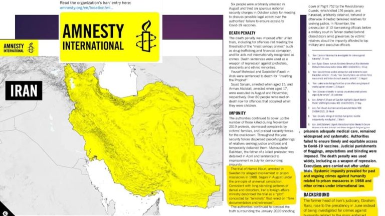 "Ebrahim Raisi, rose to the presidency in June instead of being investigated for crimes against humanity related to the mass enforced disappearances and extrajudicial executions of 1988, reflecting systemic impunity in Iran” This is quoted from Amnesty International's annual report on the human rights situation in the world in 2021 in the section on human rights violations in Iran.