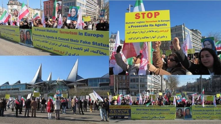 Supporters of the People's Mojahedin Organization of Iran (PMOI/MEK) demonstrated outside the court in Antwerpen, where an Iranian diplomat, Assadollah Assad, and three of his accomplices were sentenced from 15 to 20 years in prison for plotting to bomb in the grand gathering of the Iranian resistance(NCRI) in France, in June 2018.