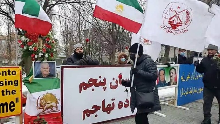 March 12, 2022, Toronto, Canada: Freedom-loving Iranians, supporters of the People's Mojahedin Organization of Iran (PMOI/MEK) demonstrated against the mullahs' regime.