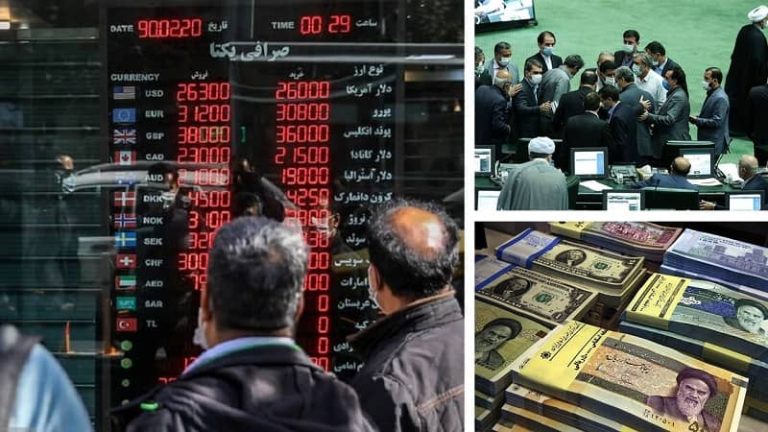 Following months of back-and-forth discussions and warnings by officials, the decision to eliminate Iran’s official exchange rate, which sits at 42,000 rials to every dollar, was hastily approved within minutes by the Iranian regime’s parliament as part of the budget plan put forward by the regime’s president Ebrahim Raisi for the 2022-2023 calendar year.