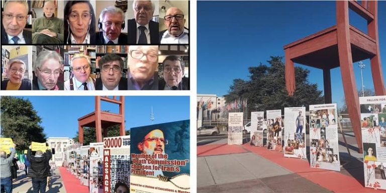 Online conference calls for UN to investigate the 1988 massacre of Iranian political prisoners. At the same time as the conference took place, a rally was taking place outside the UN’s European headquarters in Geneva.
