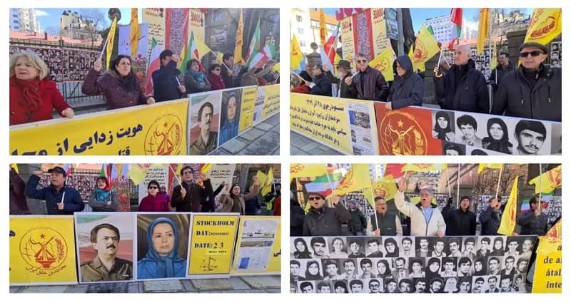 Wednesday, March 23, 2022 – Sweden: Freedom-loving Iranians, supporters of the People's Mojahedin Organization of Iran (PMOI/MEK), rally in front of Stockholm court. They are seeking justice for 30,000 political prisoners executed by the mullahs’ regime in the1988 massacre. 