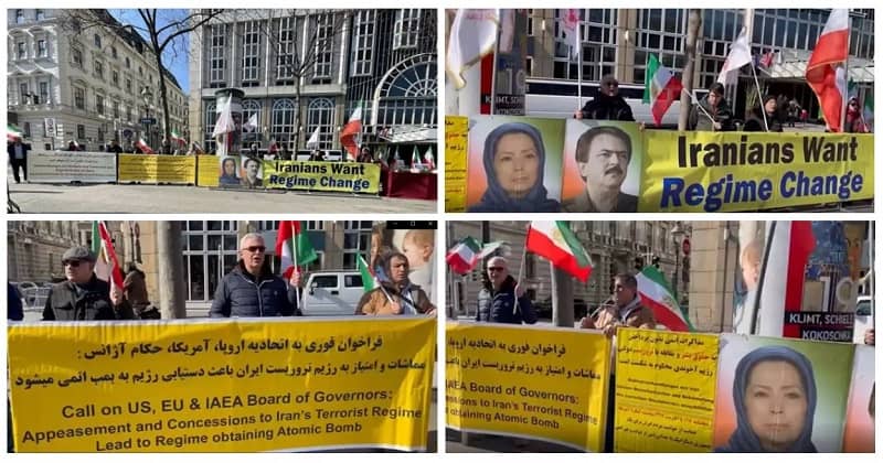 March 10, 2022, Vienna: Freedom-Loving Iranians, MEK Supporters Protest Against the Mullahs’ Regime Nuclear Program
