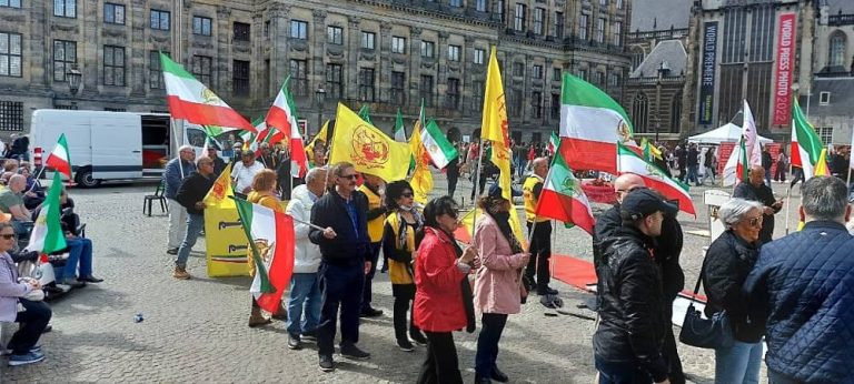 May 28, 2022, Amsterdam, The Netherlands: Freedom-loving Iranians, supporters of the People’s Mojahedin Organization of Iran (PMOI/MEK) demonstrated in support of the Iran protests and in solidarity with protesters in Abadan and other Iranian cities.