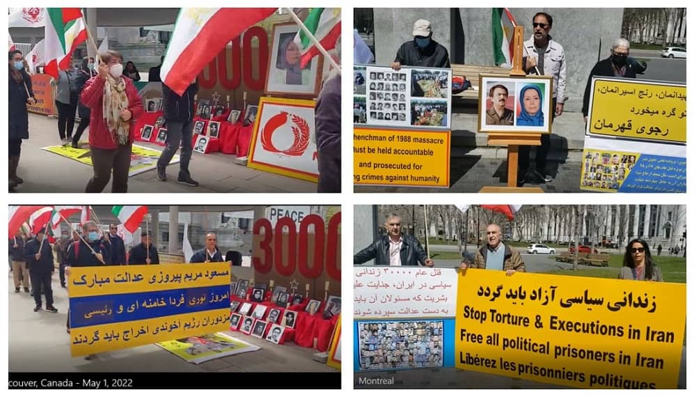 May 1, 2022, Canada: supporters of the People’s Mojahedin Organization of Iran (PMOI/MEK), held demonstrations in Vancouver and Montreal, against the mullahs’ regime ruling Iran.
