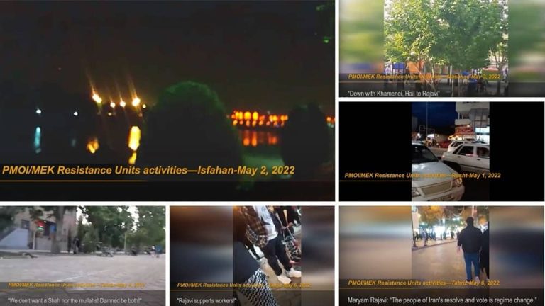 Iran, May 1st to May 6—MEK network in Iran airs anti-regime slogans against the mullahs' dictatorship in public to break down the atmosphere of the crackdown in Iran. These acts were carried out in the cities of Rasht, Isfahan, Mashhad, Tabriz and Tehran.