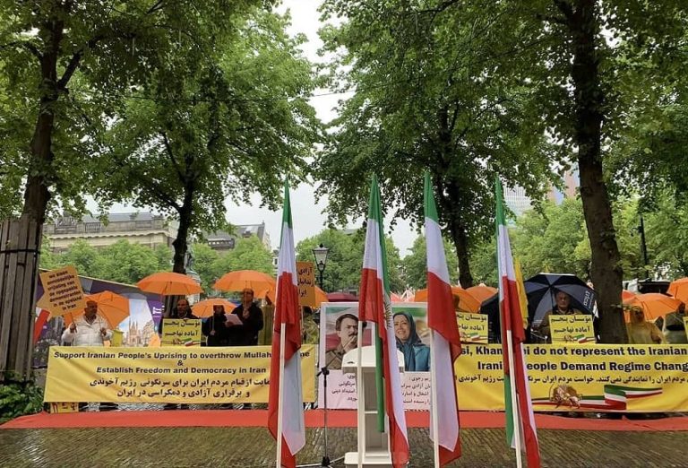 May 20, 22: Freedom-loving Iranians, supporters of the People's Mojahedin Organization of Iran (PMOI/MEK) demonstrated in front of the parliament in support of the Iran protests.
