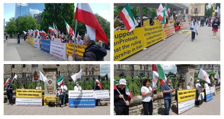 June,4, 2022: Freedom-loving Iranians and supporters of the People's Mojahedin Organization of Iran(PMOI/MEK) rallied in different cities of Canada, Ottawa, Toronto and Vancouver, expressed their support for the protests of Abadan people and other cities and condemned the crimes of the mullahs' regime.
