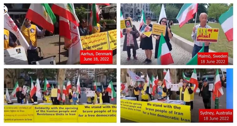June 18, 2022: Freedom-Loving Iranians and supporters of the People’s Mojahedin Organization of Iran (PMOI/MEK) rallied in Denmark, Sweden, and Australia against the mullahs’ regime. The rallies took place in Aarhus, Malmö, and Sydney.
