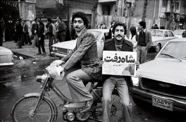 Iranian people celebrate the Shah's departure from Iran in December 1978