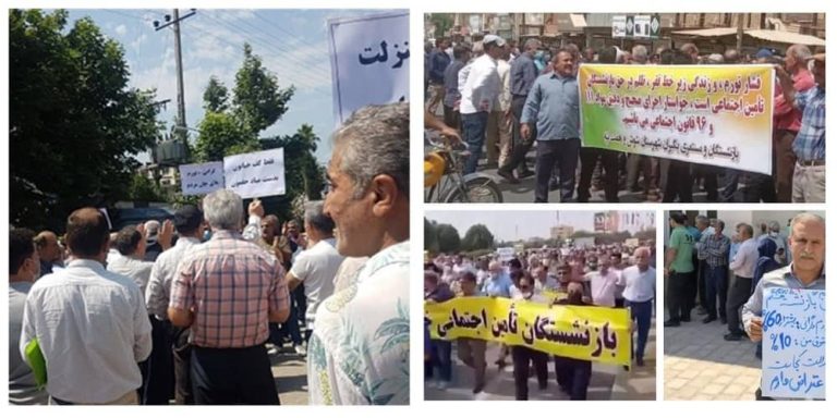 Sunday, June 12, 2022: Retirees and pensioners of the Social Security Organization rallied in several cities, for the sixth consecutive day, protesting the government’s lack of response to their outstanding demands regarding low wages and pensions, insurance issues, and poor living conditions. Demonstrations were reported in Ahvaz, Kermanshah, Borujerd, Bandar Abbas, Sari, Isfahan, and Zanjan among others.