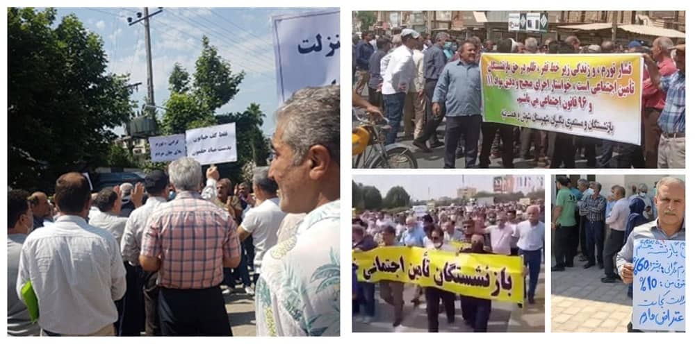 Sunday, June 12, 2022: Retirees and Pensioners for sixth days continued their nationwide rally in various cities including, Ahvaz, Kermanshah, Borujerd, Bandar Abbas, Sari, Isfahan, and Zanjan.