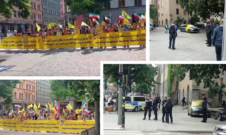 Stockholm, June 10, 2022: According to the statement issued by the Secretariat of the National Council of Resistance of Iran (NCRI), the protest rally of freedom-loving Iranians and supporters of the People's Mojahedin Organization of Iran (PMOI/MEK) against the mercenaries of the Ministry of Intelligence of the mullahs' regime (MOIS) continued on Friday, June 10.
