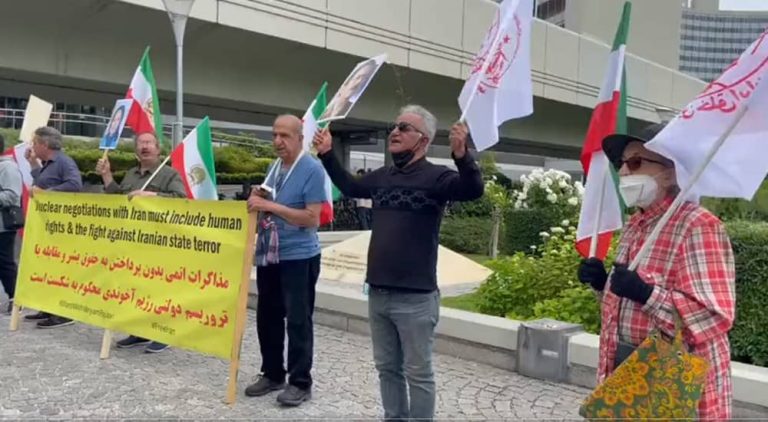 June 8, 2022—Vienna, Austria: Freedom-loving Iranians, supporters of the People’s Mojahedin Organization of Iran (PMOI/MEK), demonstrated against the nuclear program of the mullahs' regime.