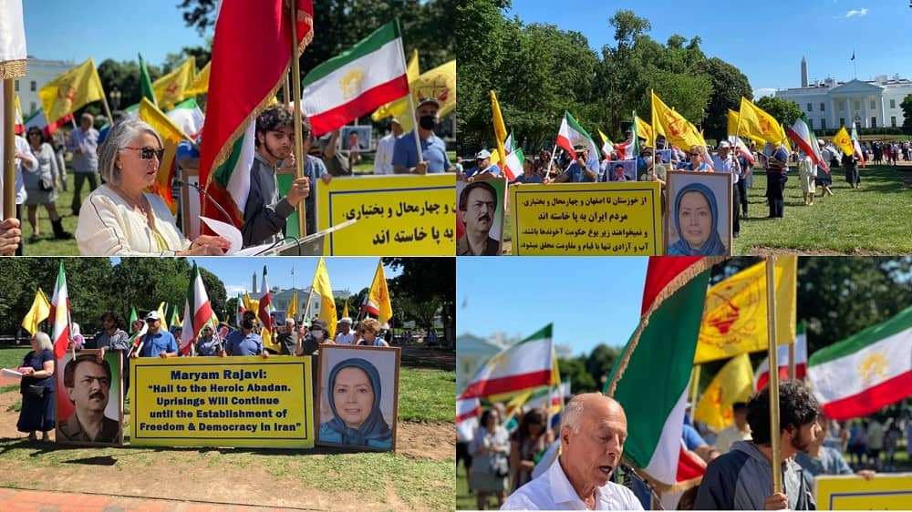 Washington, DC – June 4, 2022: Freedom-loving Iranians and supporters of the People’s Mojahedin Organization of Iran(PMOI/MEK) and NCRI, took placed a demonstration outside the White House to support Iran protests and in solidarity with Abadan people.