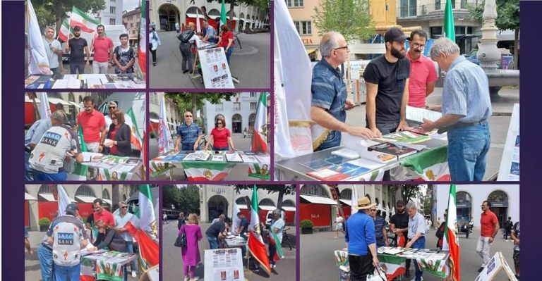 Zurich, Switzerland, June 27, 2022: A book exhibition held by freedom-loving Iranians, supporters of the People's Mojahedin Organization of Iran (PMOI/MEK). During the book exhibition, Iranian resistance supporters called for participation in the World Summit Free Iran 2022, which will be held on July 23, 2022.