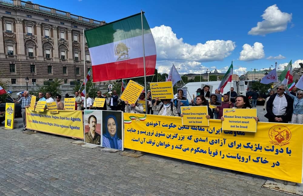 Stockholm, July 10, 2022: Freedom-loving Iranians, MEK Supporters Rally Against the Shameful Deal Between the Mullahs' Regime and Belgium's Government