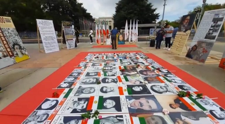 Geneva, August 20, 2022: Freedom-loving Iranians and supporters of the People's Mojahedin Organization of Iran (PMOI/MEK) held a photo exhibition in memory of the martyrs of Iran's 1988 massacre.