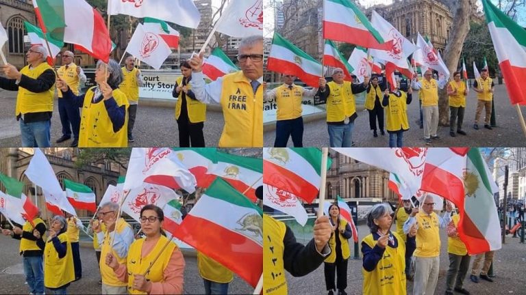 Australia, August 29, 2022: Freedom-loving Iranians and supporters of the People's Mojahedin Organization of Iran (PMOI/MEK) demonstrated in Sydney against the mullahs' regime ruling Iran.