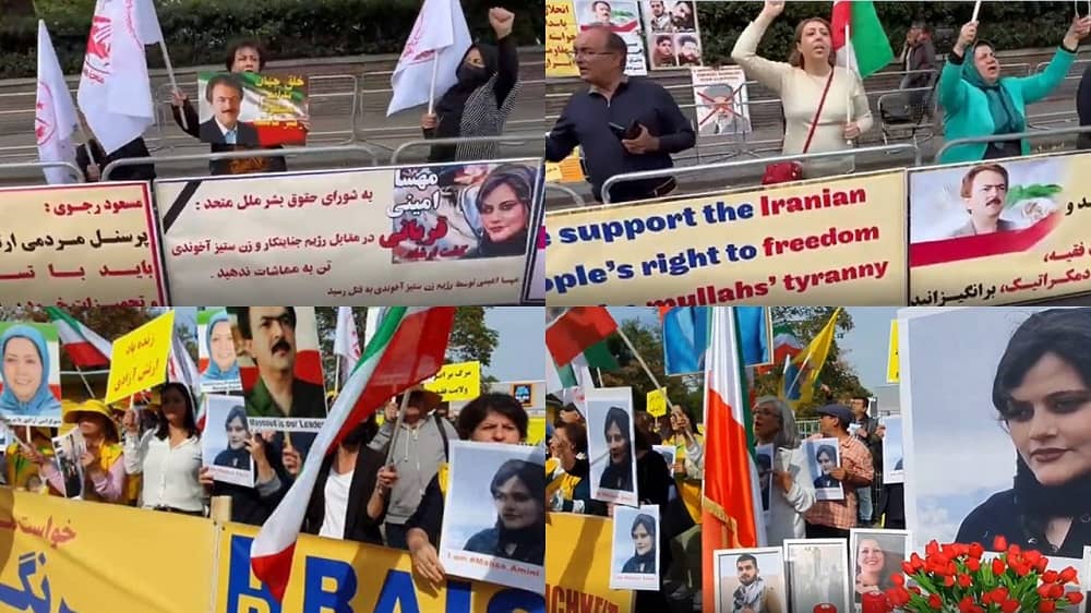 Iranian Resistance Supporters Demonstrated in London, and Frankfurt in Support of the Iran Protests – September 23, 2022