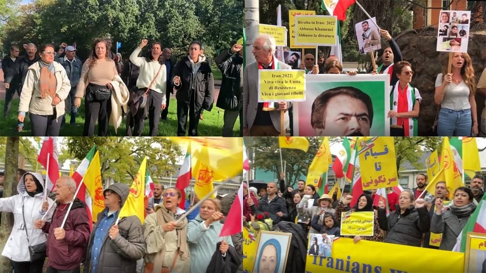 Iranian Resistance Supporters Demonstrated in Italy, Belgium, and The Netherlands in Support of the Iran Protests