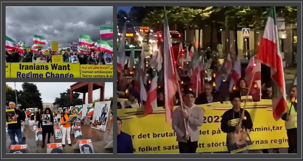 Demonstrations of Iranian Resistance Supporters in Stockholm, Geneva, and Berlin, in Support of the Iran Protests