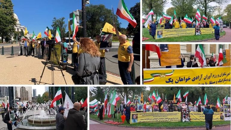 September 28, 2022: Freedom-loving Iranians and supporters of the People's Mojahedin Organization of Iran (PMOI/MEK) in The Hague, Vienna, Toronto, and Washington DC, held rallies and protested the suppression of the current uprising across Iran. Iranian Resistance supporters in The Hague, Vienna, Toronto, and Washington DC, expressed their solidarity and support for the nationwide protests in the country.
