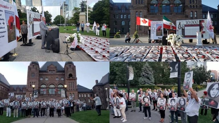 August 31, 2022, Canada: supporters of the People’s Mojahedin Organization of Iran (PMOI/MEK), held a rally and photo exhibition in commemoration of the martyrs of the 1988 massacre and in solidarity with the political prisoners of Iran.