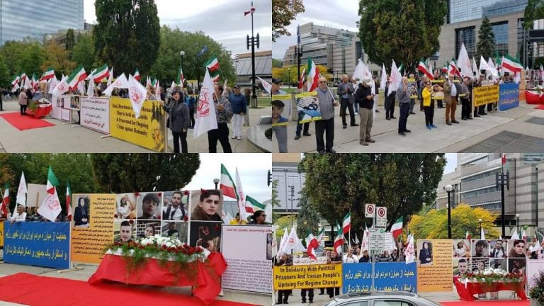 September 24, 2022: Freedom-loving Iranians and supporters of the People's Mojahedin Organization of Iran (PMOI/MEK) in Canada (Toronto) held a rally and protested the suppression of the current uprising across Iran. Iranian Resistance supporters in Toronto expressed their solidarity and support for the nationwide protests in the country.