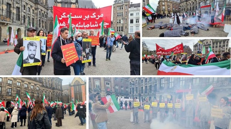 Amsterdam—October 28, 2022: Freedom-loving Iranians and supporters of the People's Mojahedin Organization of Iran (PMOI/MEK) held a rally in solidarity with the Iranian people's uprising and political prisoners. They paid tribute to Mahsa Amini and those who have fallen in Iran in the past 40 days.