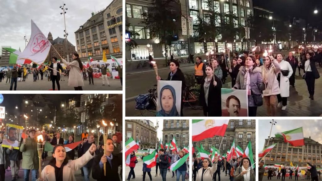 Amsterdam, the Netherlands—October 8, 2022: Iranian Resistance Supporters Demonstration in Support of the Iran Protests